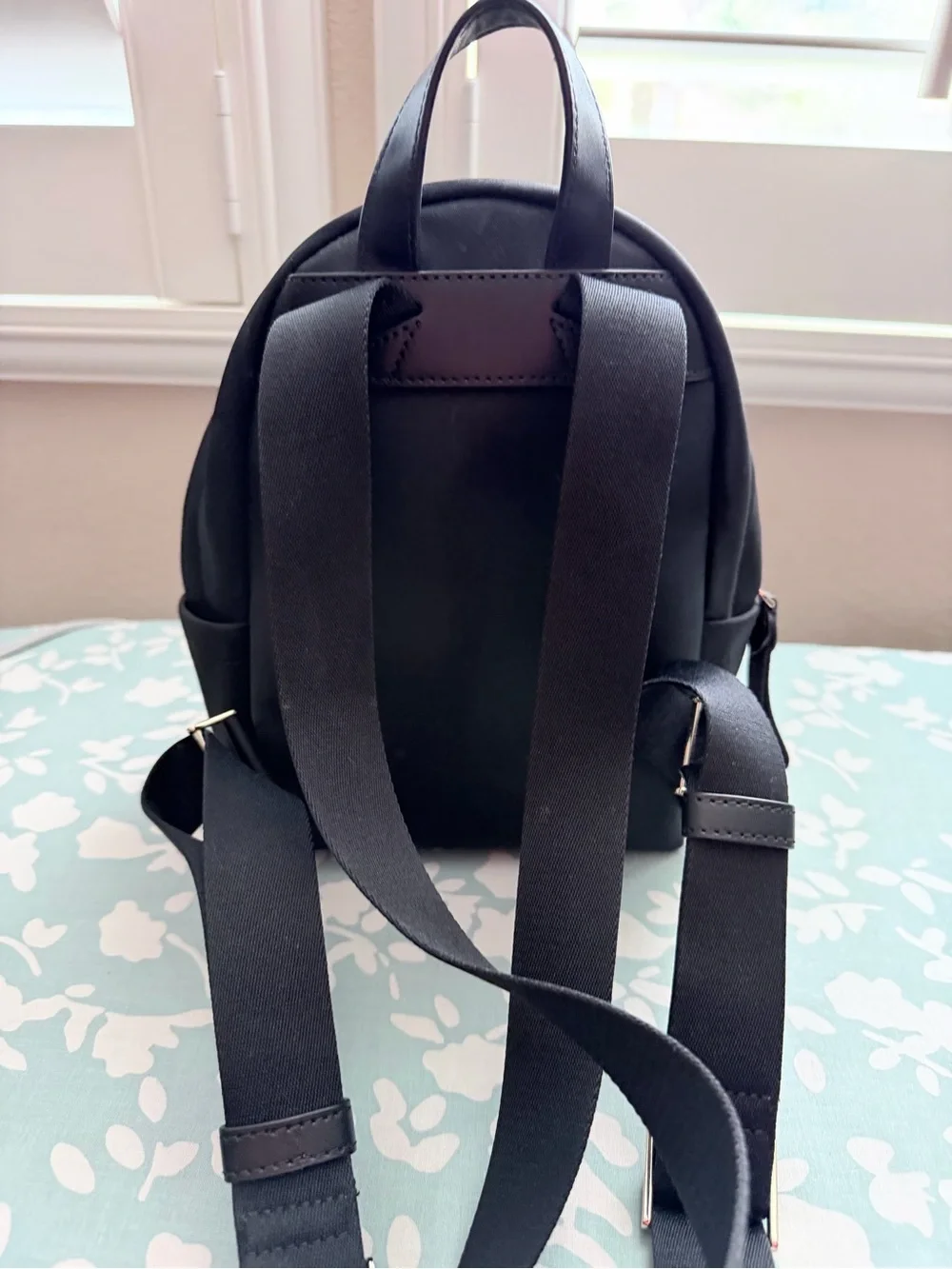 Kate Spade Black Nylon Mini Backpack with Gold Accents
